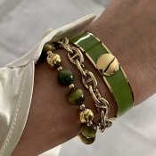 BUD TO ROSE - Kelly Bracelet Green Tiger Eye/Gold