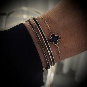 BUD TO ROSE - Clover Enamel Bracelet Black Gold