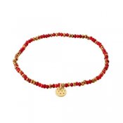 Pilgrim Jewellery - INDIE armband röd, guldpläterat