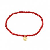 Pilgrim Jewellery - INDIE armband rött, guldpläterat