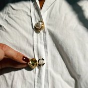 The ShoeLace Brand - Andrea – Asymmetric Pearl Button Charm Gold