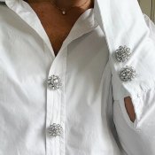 The ShoeLace Brand - Olivia – Crystal Flower Button Charm Silver