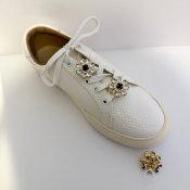 The ShoeLace Brand - Burgundy Crystal Gold, Elastic fit - Shoe Charm