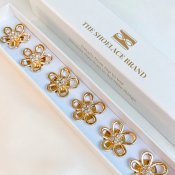 The ShoeLace Brand - Tina – Open Gold Flower Crystal Button Charm Gold
