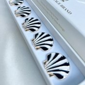 The ShoeLace Brand - Linn – Black & White Shell Button Charm Gold