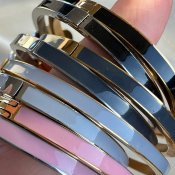 The ShoeLace Brand - Light Pink Silver Cuff Bracelet – Button Base