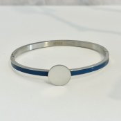 The ShoeLace Brand - Dusty Blue Silver Cuff Bracelet – Button Base