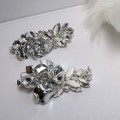 Bow19 Details - Leaf Big Stone Earrings Silver