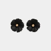 BOW19 Details -  Iris Flower Earrings Matt Black
