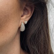 BUD TO ROSE - Drop Crystal Stud Earring Clear Gold