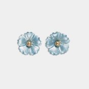 BOW19 Details - Iris Flower Earrings Pearl Blue