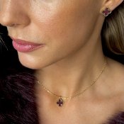 BUD TO ROSE - Clover Enamel Necklace Wine Gold