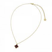 BUD TO ROSE - Clover Enamel Necklace Wine Gold