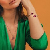 Caroline Svedbom - Mini Drop Necklace / Fuchsia Silver