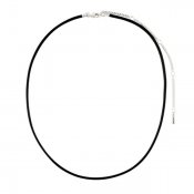 Pilgrim Jewellery - CHARM Leather Cord Necklace, Black Silverplated