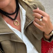 By Jolima - Pearl and Brown Stone ring Gold