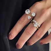 BUD TO ROSE - Brea All Crystal Ring Gold