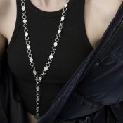 Dansk - Amber T-Bar Necklace Silverpläterat