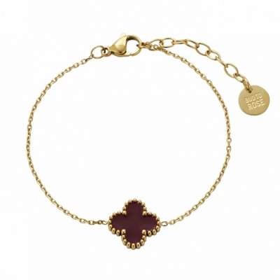 BUD TO ROSE - Clover Enamel Bracelet Wine Gold
