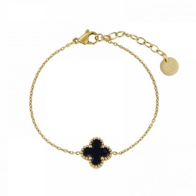 BUD TO ROSE - Clover Enamel Bracelet Black Gold