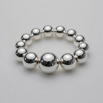 BOW19 Details - Big Bead Bracelet Elastic Silver