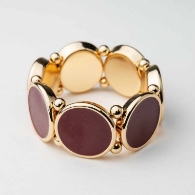 BOW19 Details - Ava Elastic Bracelet Gold w Deep Red