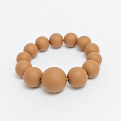 BOW19 Details - Big Bead Bracelet Elastic Cognac