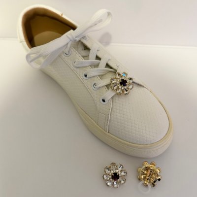 The ShoeLace Brand - Burgundy Crystal Gold, Elastic fit - Shoe Charm