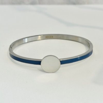 The ShoeLace Brand - Dusty Blue Silver Cuff Bracelet – Button Base