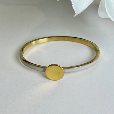 The ShoeLace Brand - Light Blue Gold Cuff Bracelet – Button Base