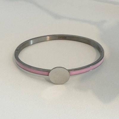 The ShoeLace Brand - Light Pink Silver Cuff Bracelet – Button Base
