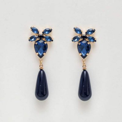 BOW19 Details - Stone Drop Earrings Navy