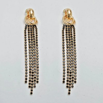 BOW19 Details - Strass Knot Earrings Black
