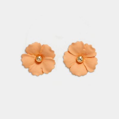 BOW19 Details - Iris Flower Earrings Peach
