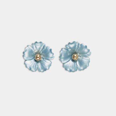 BOW19 Details - Iris Flower Earrings Pearl Blue