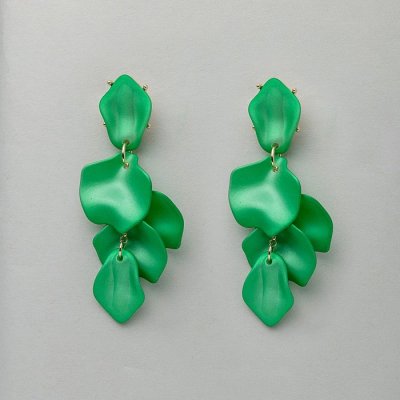 BOW19 Details - Leaf Earrings Pearl Metallic Green