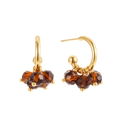 By Jolima - Palma Mini Hoop Brown Gold