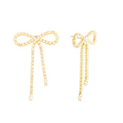 By Jolima - Bow Crystal Large Earring Gold