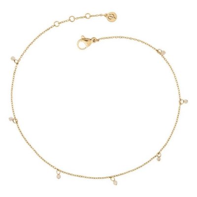 Summer Beads Chain Anklet White Gold