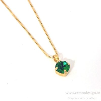 Caroline Svedbom - Classic Petite Necklace Emerald Guldplätering