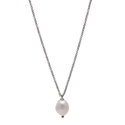 BUD TO ROSE - Pearl Short Necklace Steel