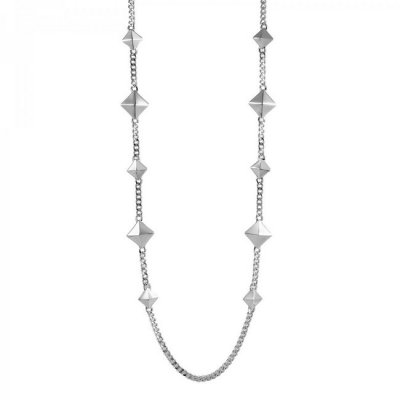 BUD TO ROSE - Rivet Long Necklace Silver