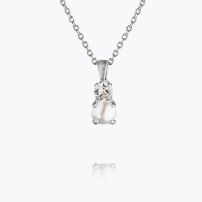 Caroline Svedbom - Girls Love Pearl Necklace  Pearl Rhodium + Crystal (children size)