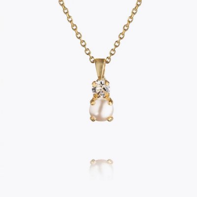 Caroline Svedbom - Girls Love Pearl Necklace  Pearl Gold + Crystal (children size)