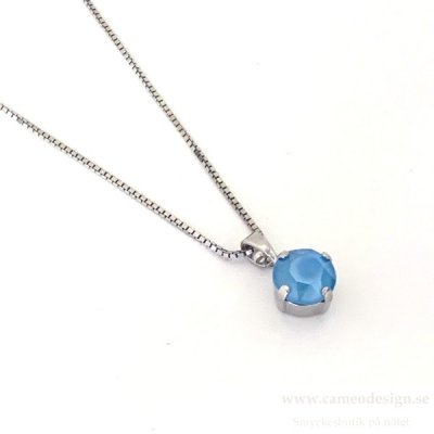 Caroline Svedbom - Classic Petite Necklace Summer Blue Rhodiumplätering