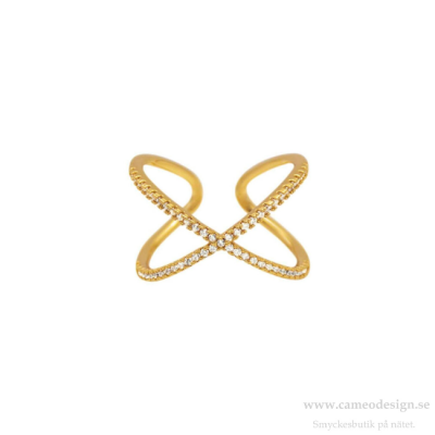 Dansk Copenhagen - Shimmer Cross Ring Guldpläterad