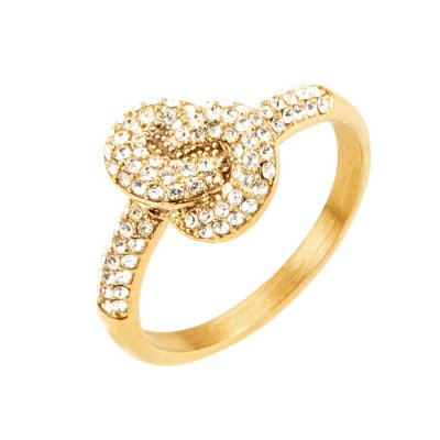 By Jolima - Knot Crystal Ring Gold