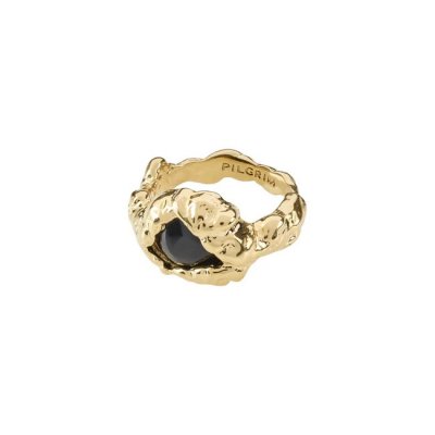 Pilgrim Jewellery - Svart Onyx Återvunnen Ring Guldpläterad