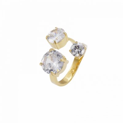 BUD TO ROSE - Brea All Crystal Ring Gold